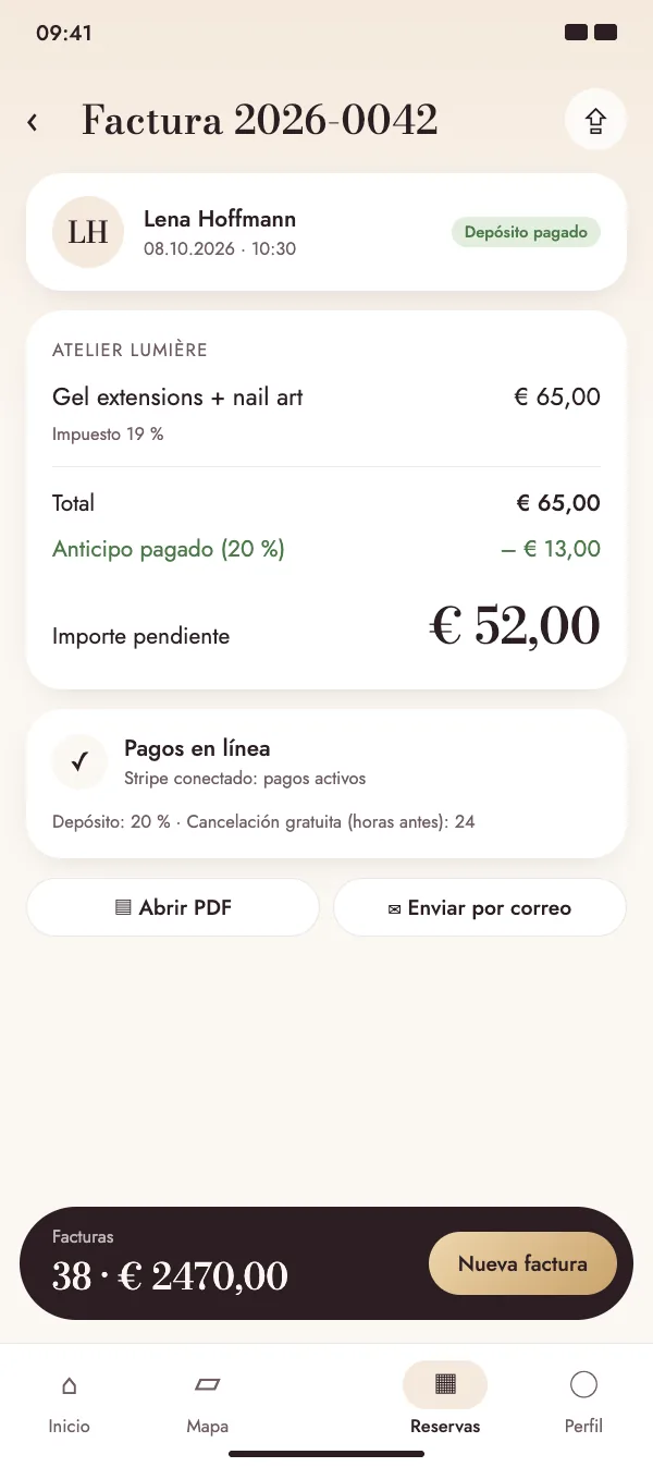 Factura con un anticipo online ya pagado