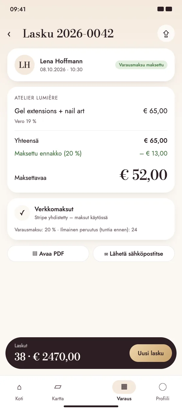 Lasku, jonka verkkoennakkomaksu on jo maksettu