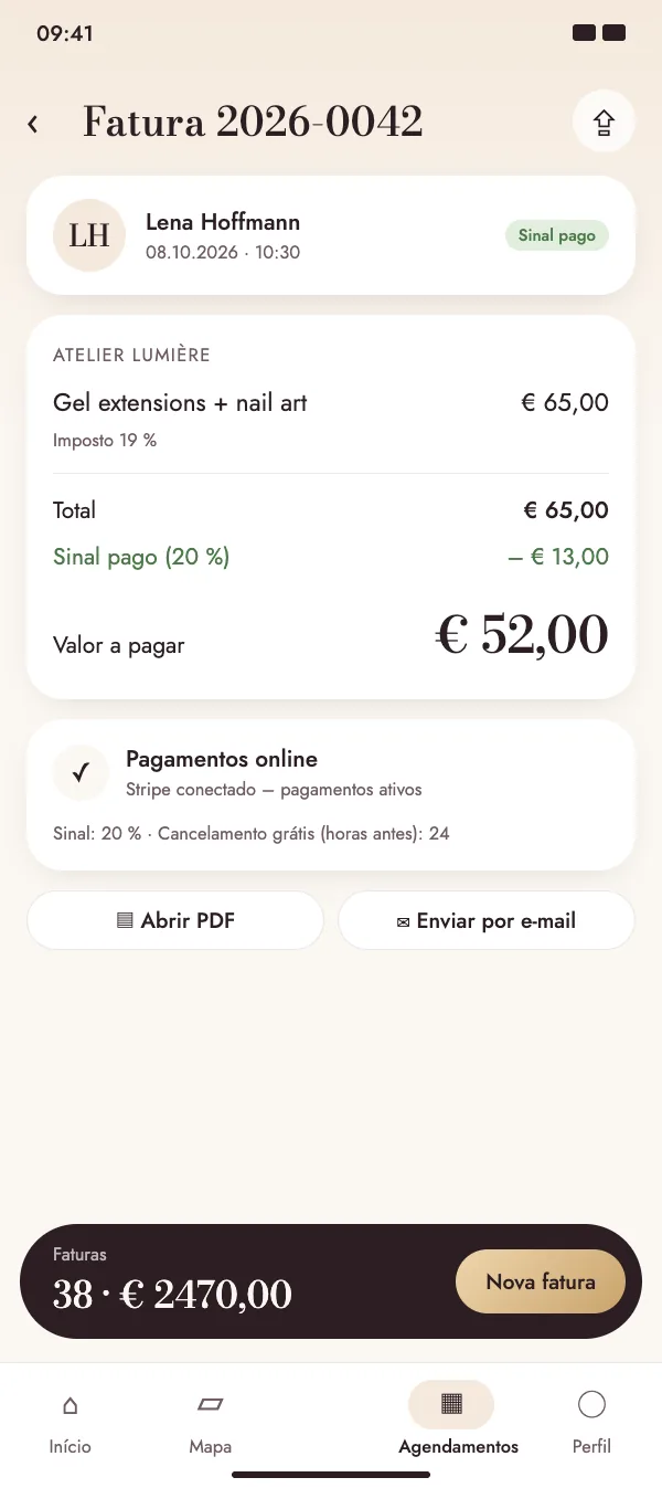 Fatura com sinal online já pago
