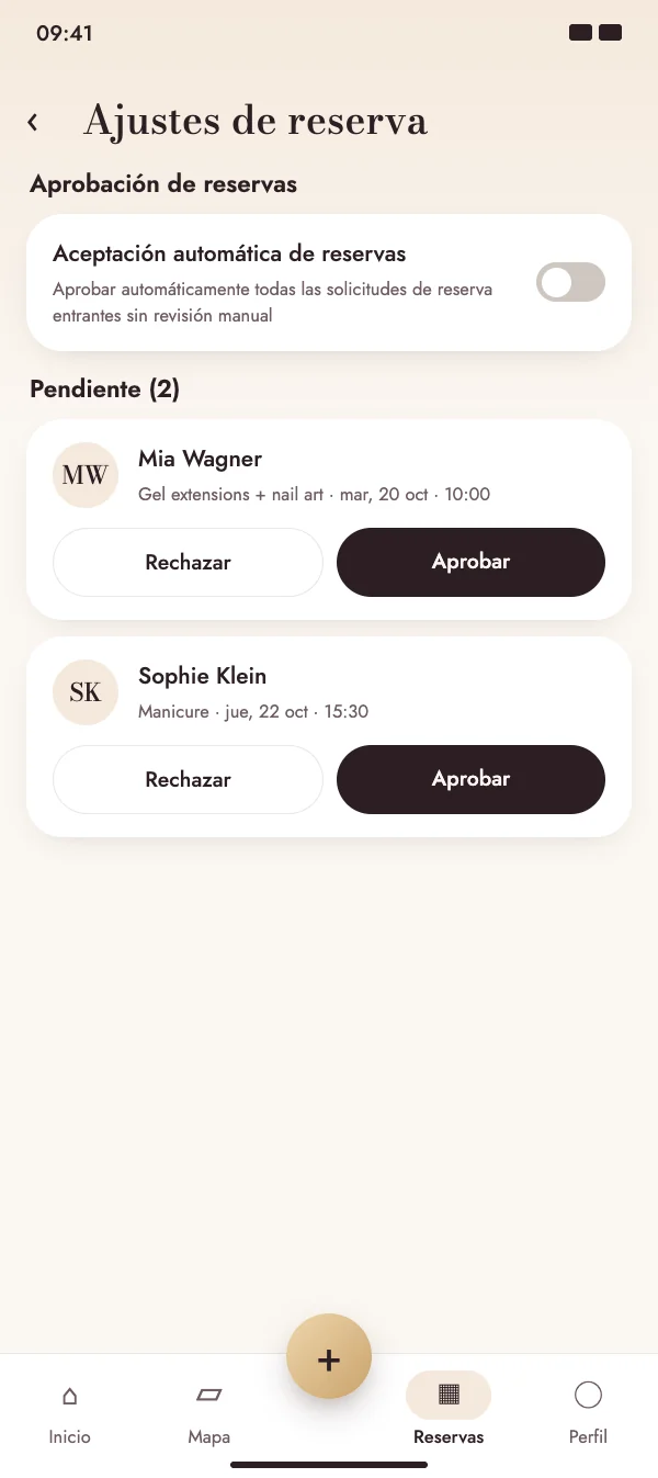 Aprueba solicitudes – o confírmalas automáticamente