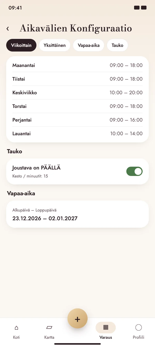 Aikaikkunat, jotka sopivat viikkoosi