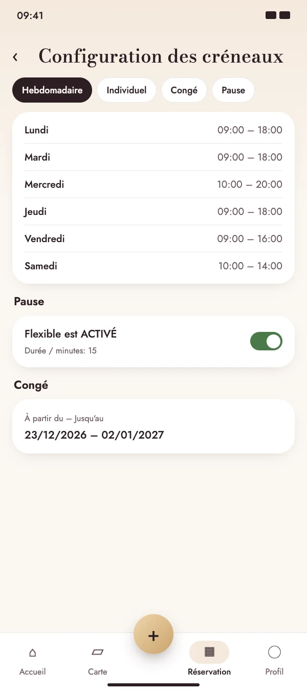 Des créneaux adaptés à votre semaine
