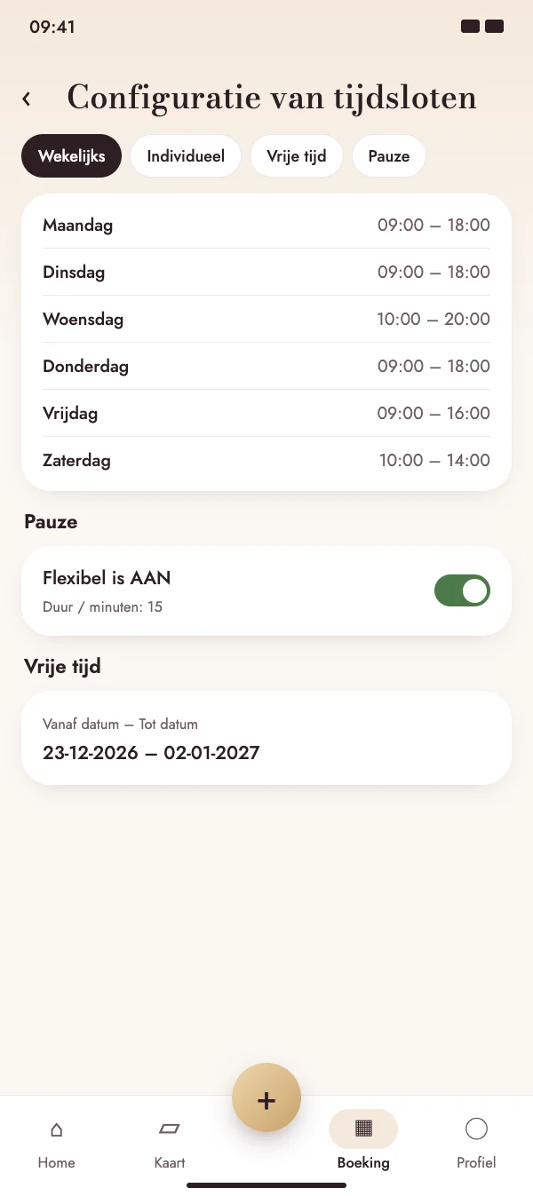Tijdsloten die bij je week passen