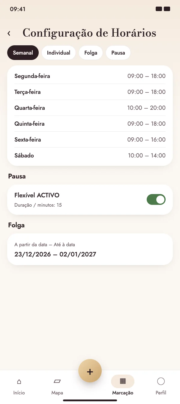 Horários à medida da sua semana