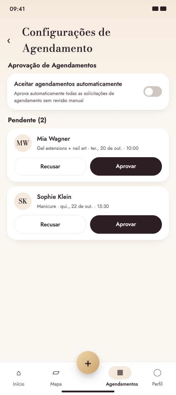 Aprove pedidos – ou confirme automaticamente
