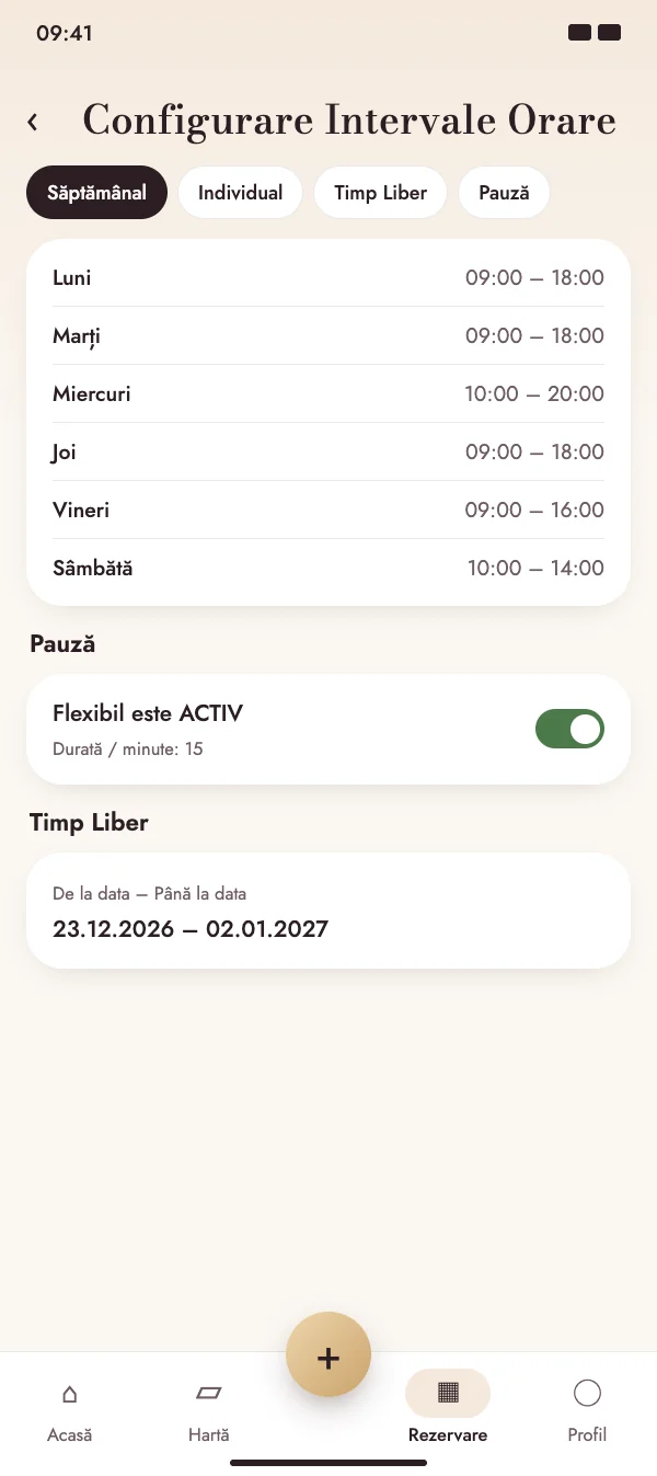 Intervale care se potrivesc săptămânii tale