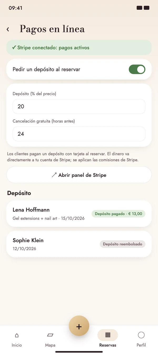 Anticipo con tarjeta al reservar