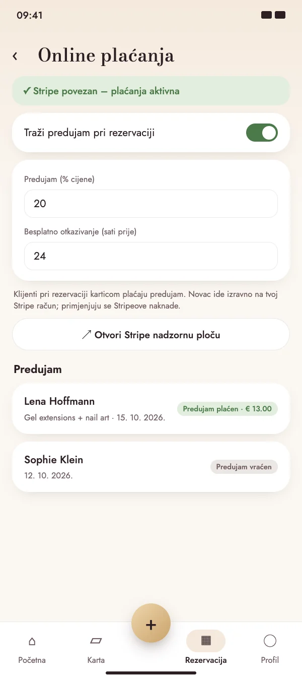 Predujam karticom pri rezervaciji