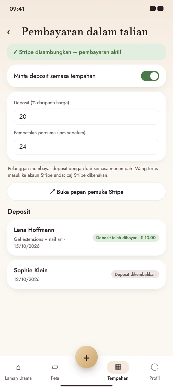 Deposit dengan kad semasa menempah