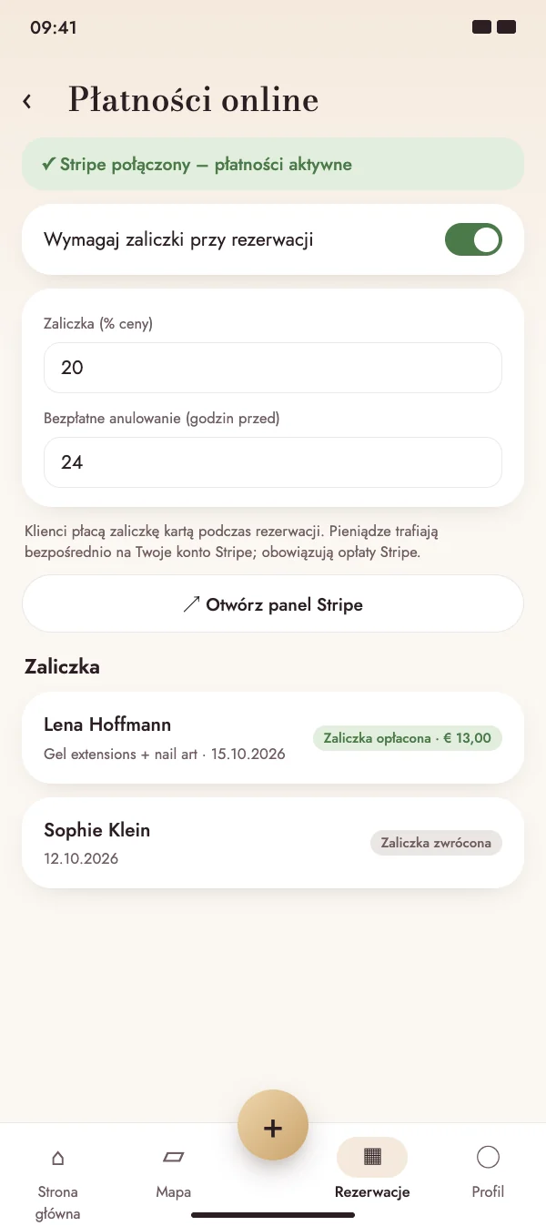 Zaliczka kartą przy rezerwacji