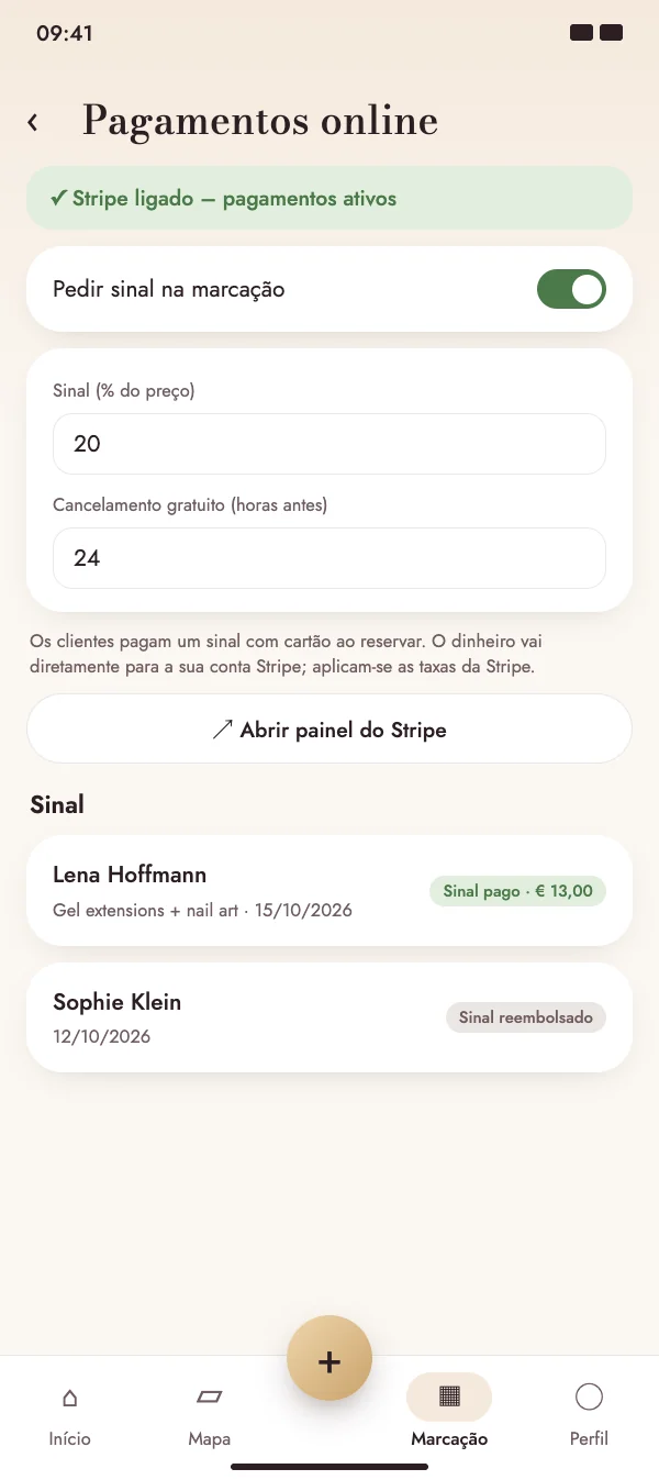 Sinal com cartão na marcação