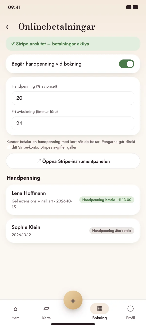 Förskott med kort vid bokning