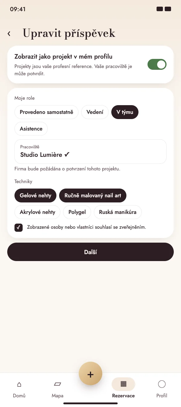 Z příspěvku se stane projekt