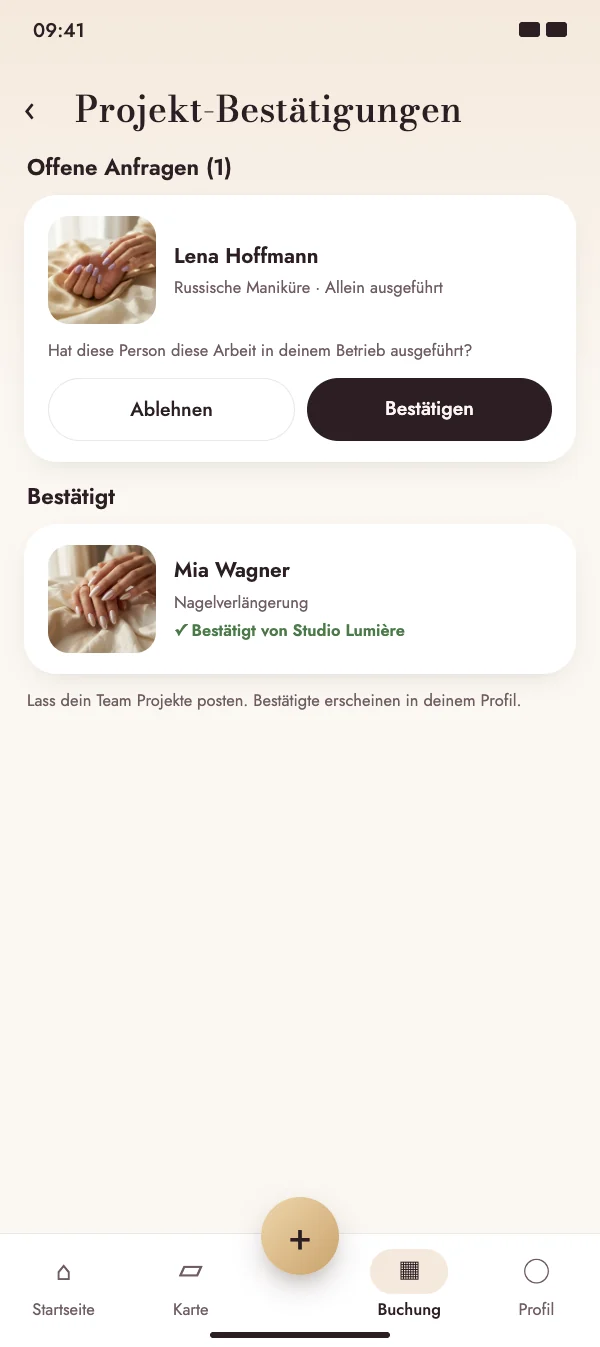 Dein Arbeitsort bestätigt