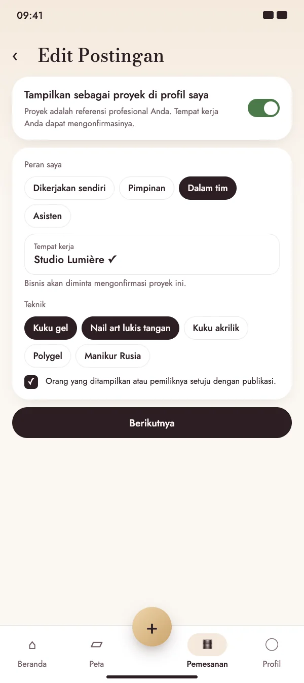 Postingan menjadi proyek