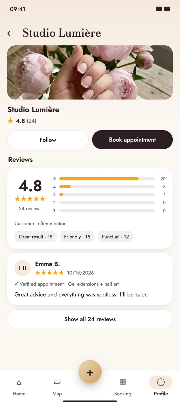 After the appointment, NailMe asks how it went