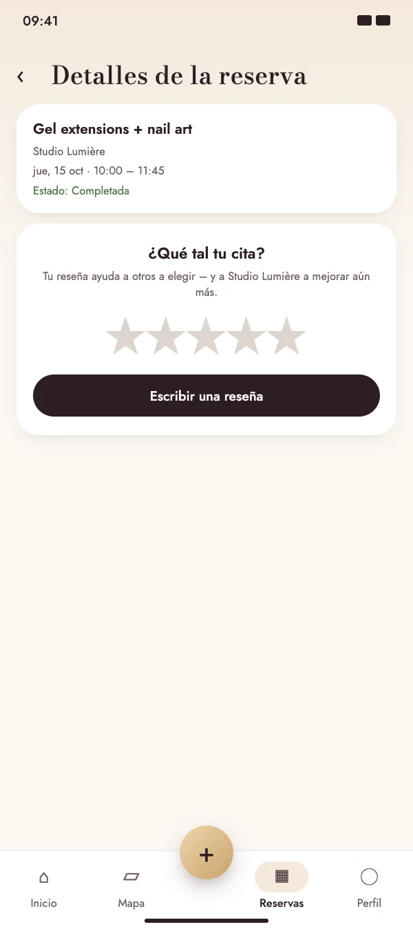 Después de la cita, NailMe te pregunta qué tal fue
