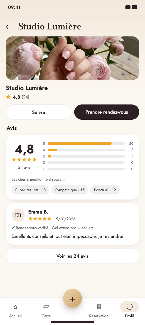 Après le rendez-vous, NailMe te demande ton avis