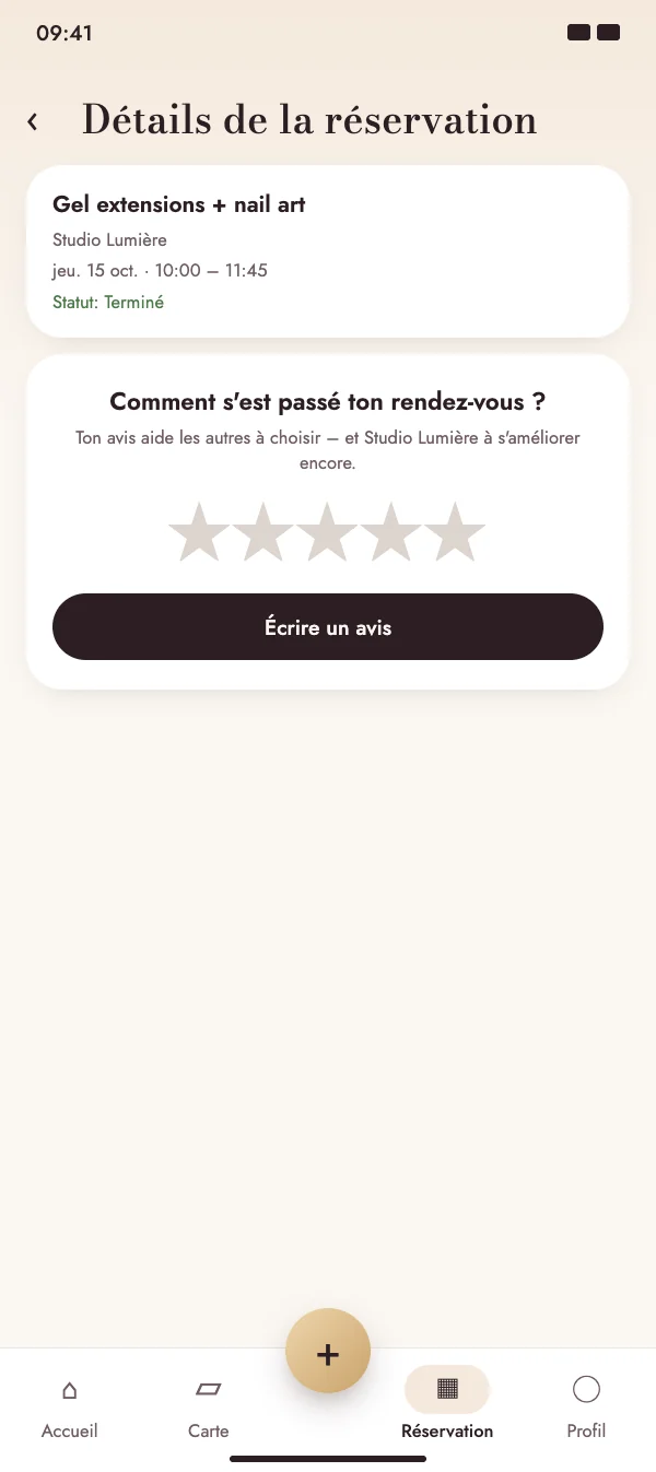 Après le rendez-vous, NailMe te demande ton avis