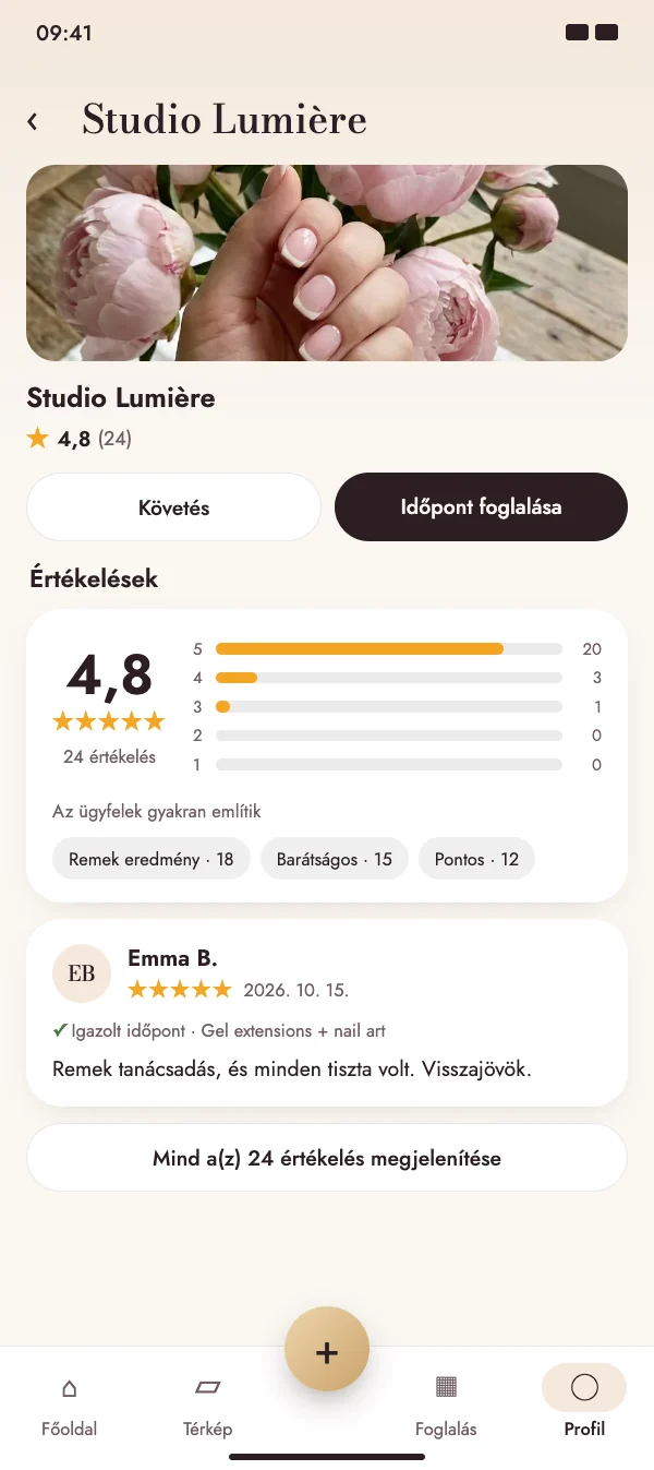 Az időpont után a NailMe megkérdezi, milyen volt