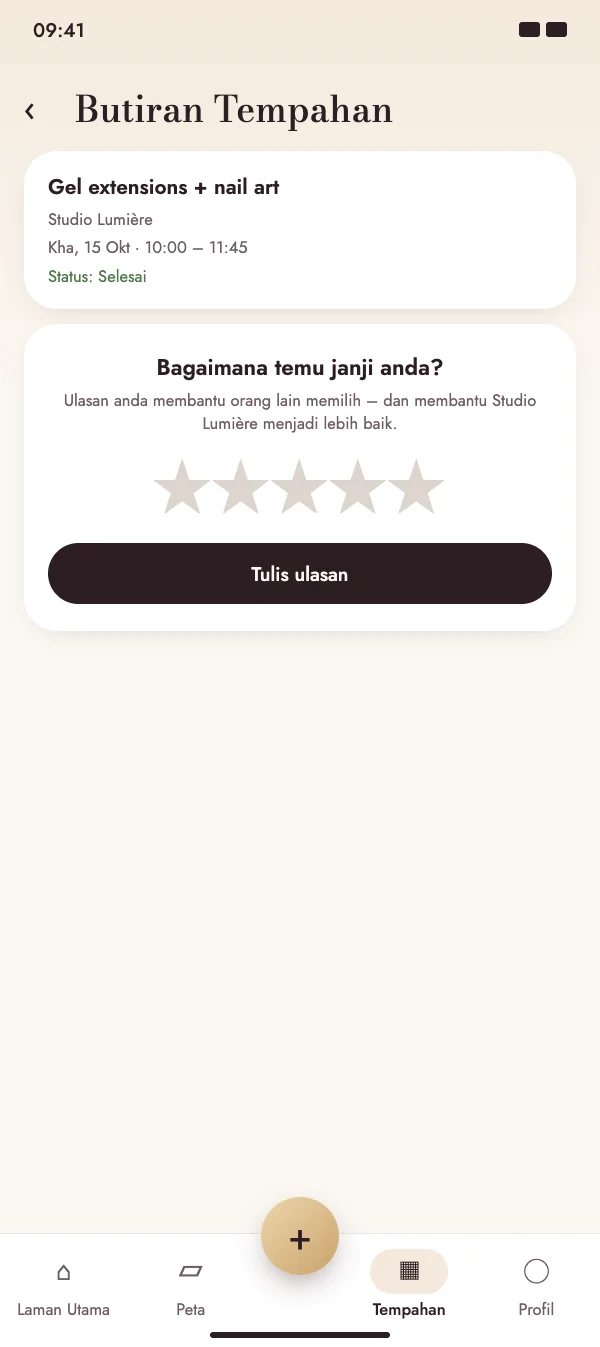 Selepas temu janji, NailMe bertanya bagaimana pengalaman anda