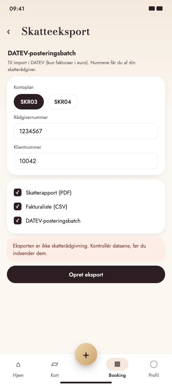DATEV-posteringsbatch til revisoren