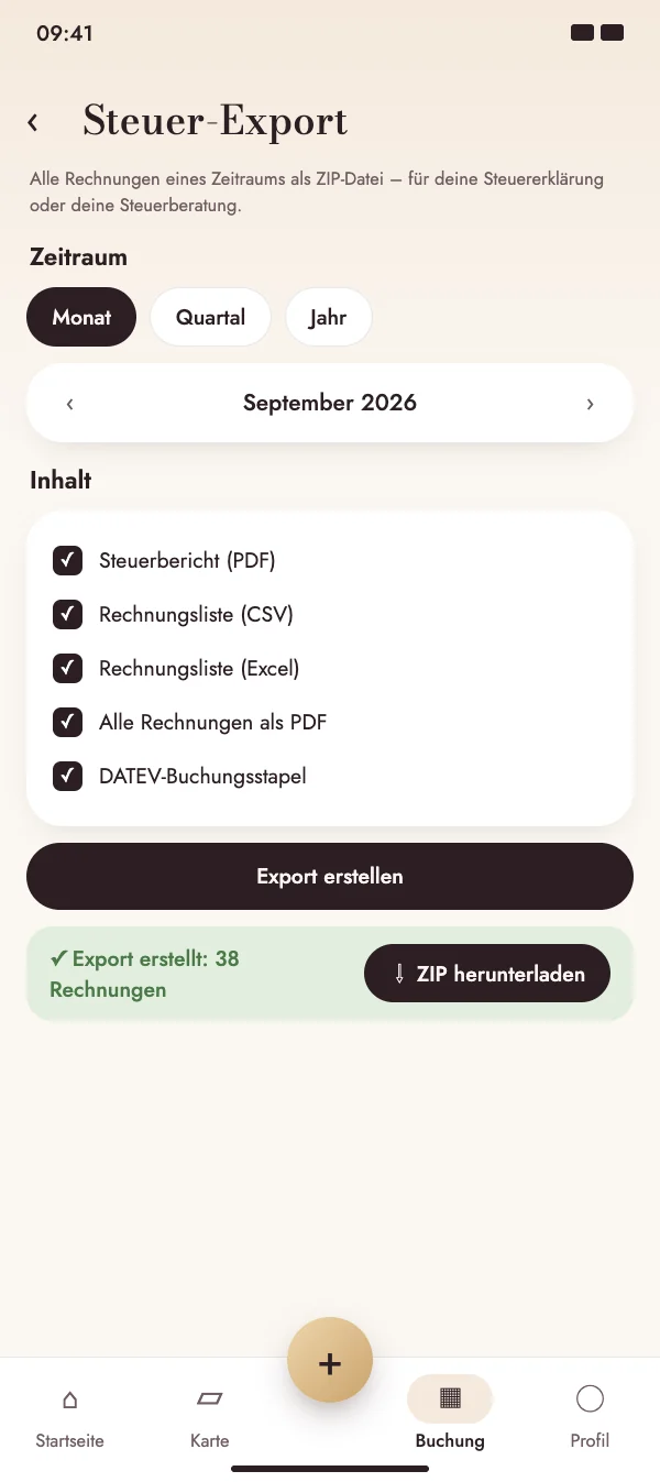 Zeitraum und Inhalt wählen