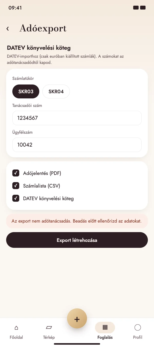 DATEV könyvelési köteg a könyvelőnek