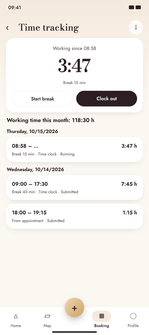 Clock in, take a break, clock out