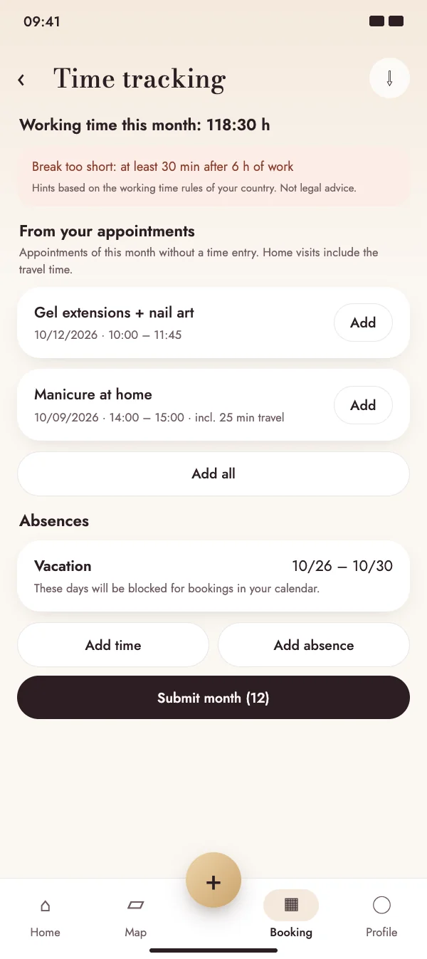 Appointments become working time