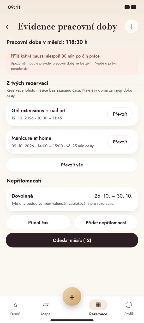 Z rezervací se stává pracovní doba