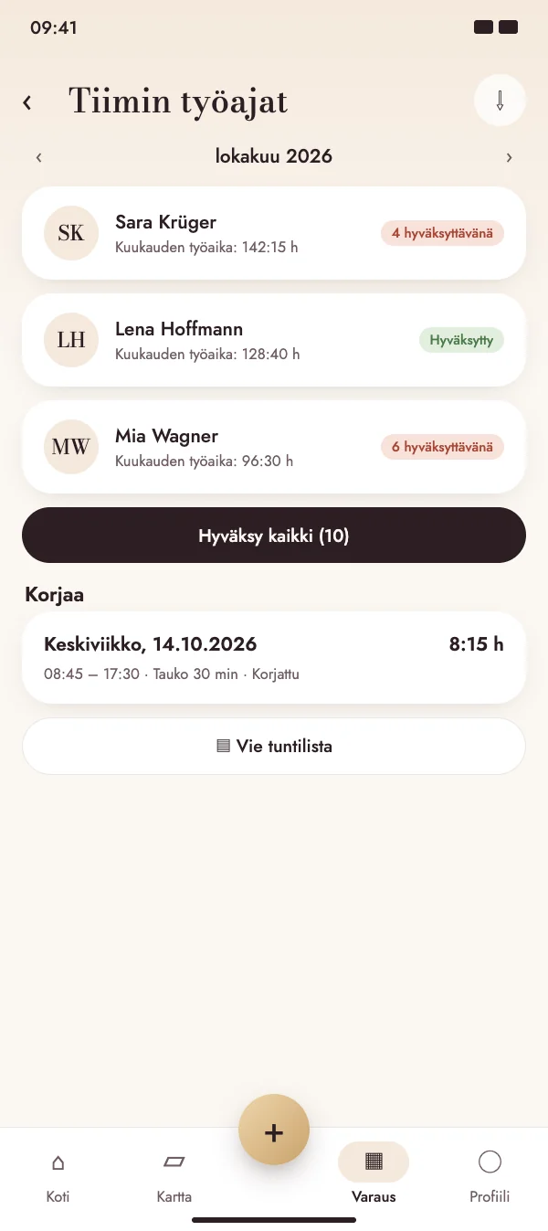 Hyväksy koko tiimi kerralla