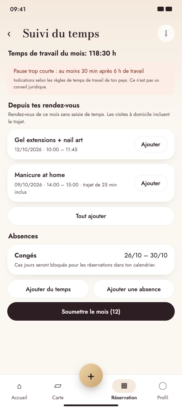 Les rendez-vous deviennent du temps de travail