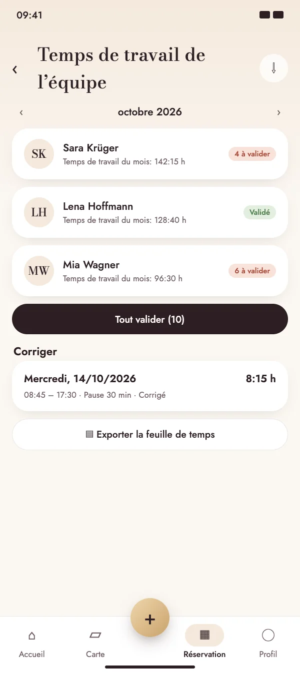 Valider toute l'équipe en une fois