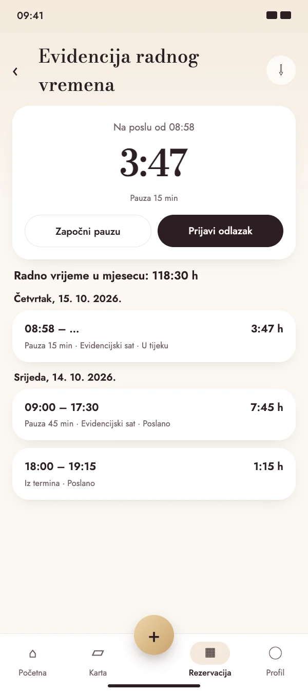 Prijava, pauza, odjava