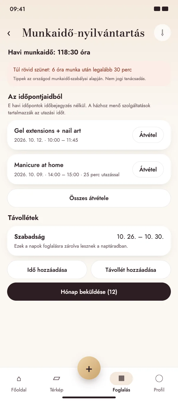 A foglalásokból munkaidő lesz