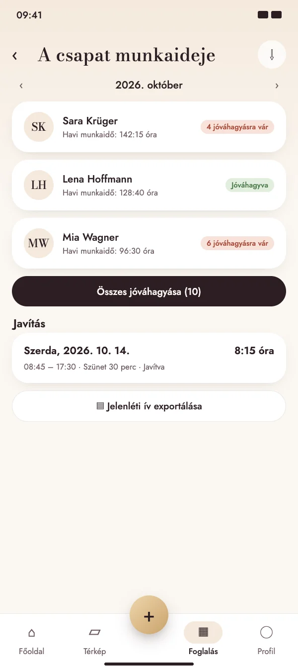 Az egész csapat jóváhagyása egyszerre