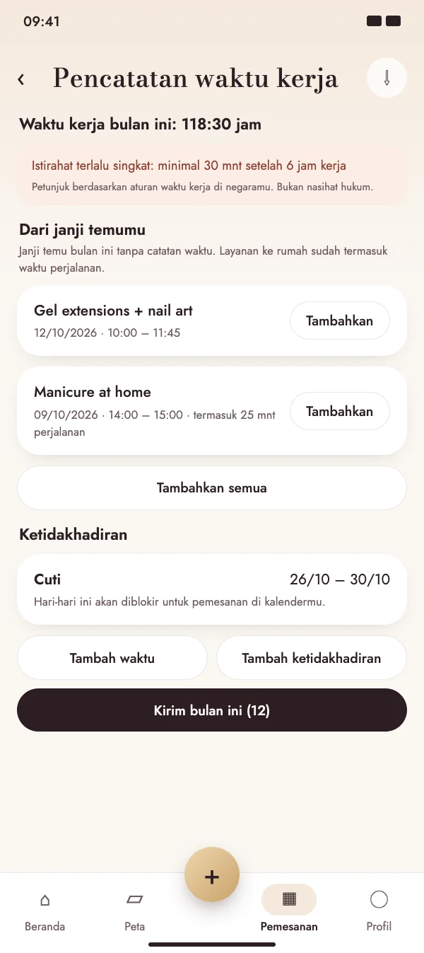 Janji temu menjadi waktu kerja