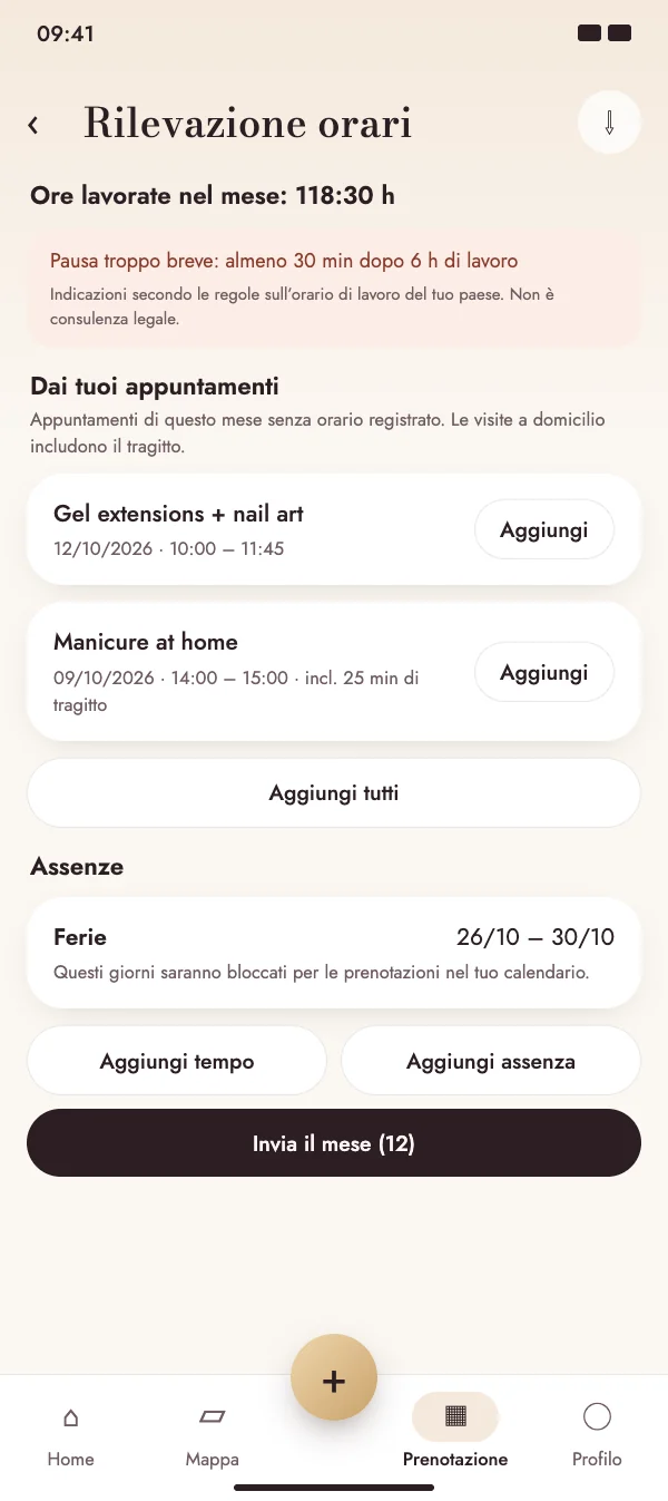 Gli appuntamenti diventano orario di lavoro