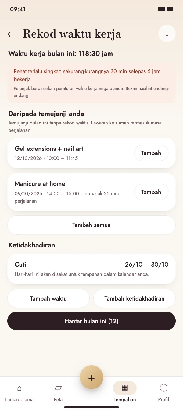 Temu janji menjadi waktu kerja