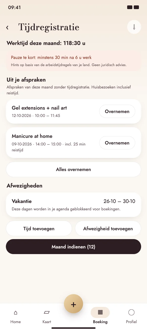 Afspraken worden werktijd