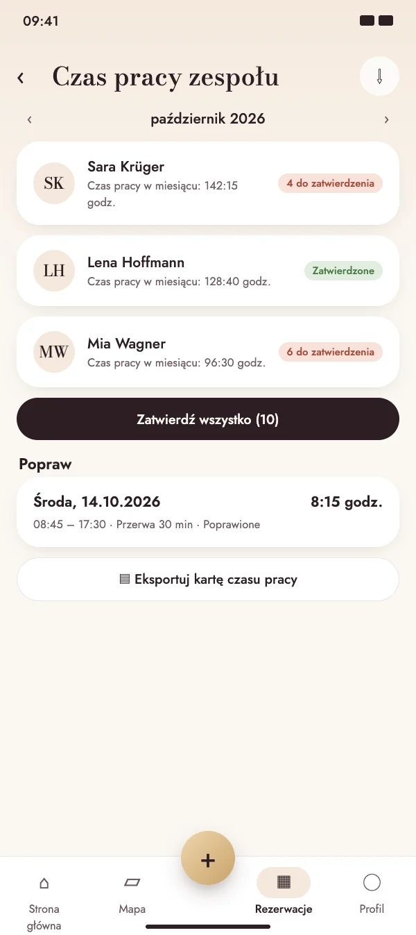 Zatwierdź cały zespół za jednym razem