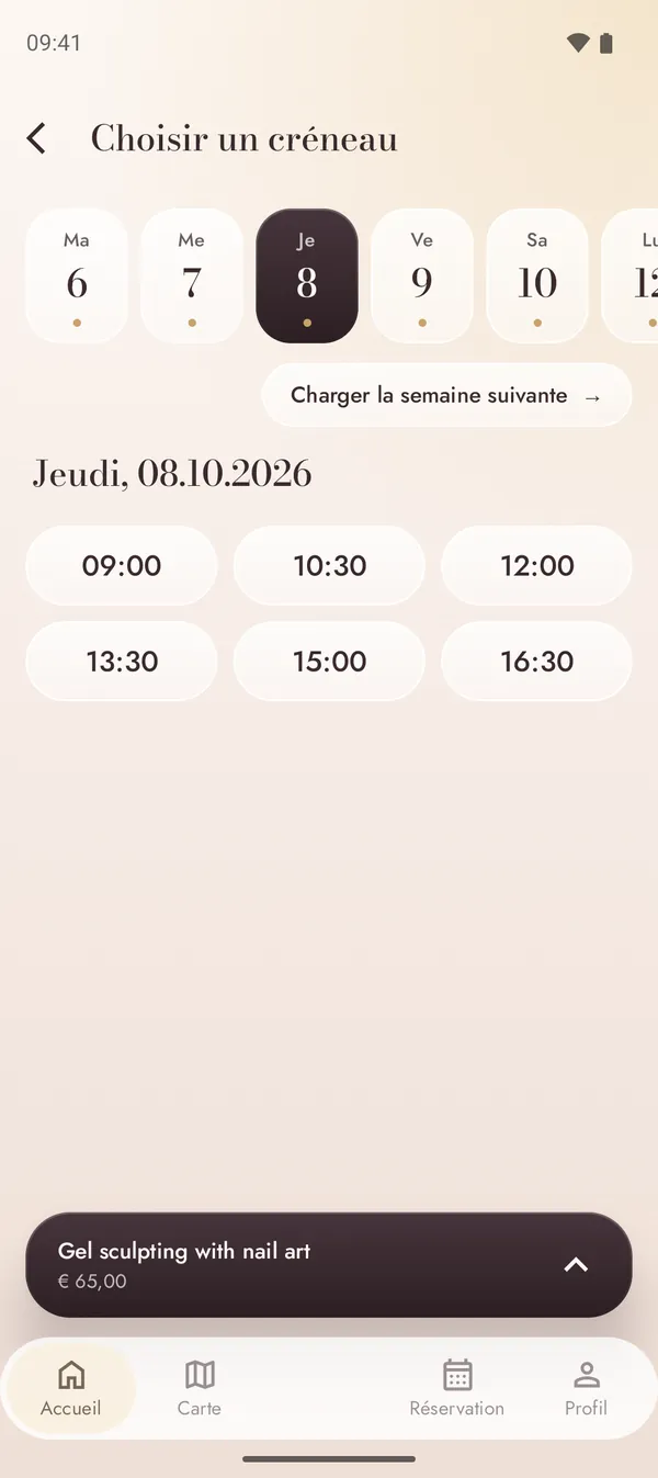Choix d’un créneau libre
