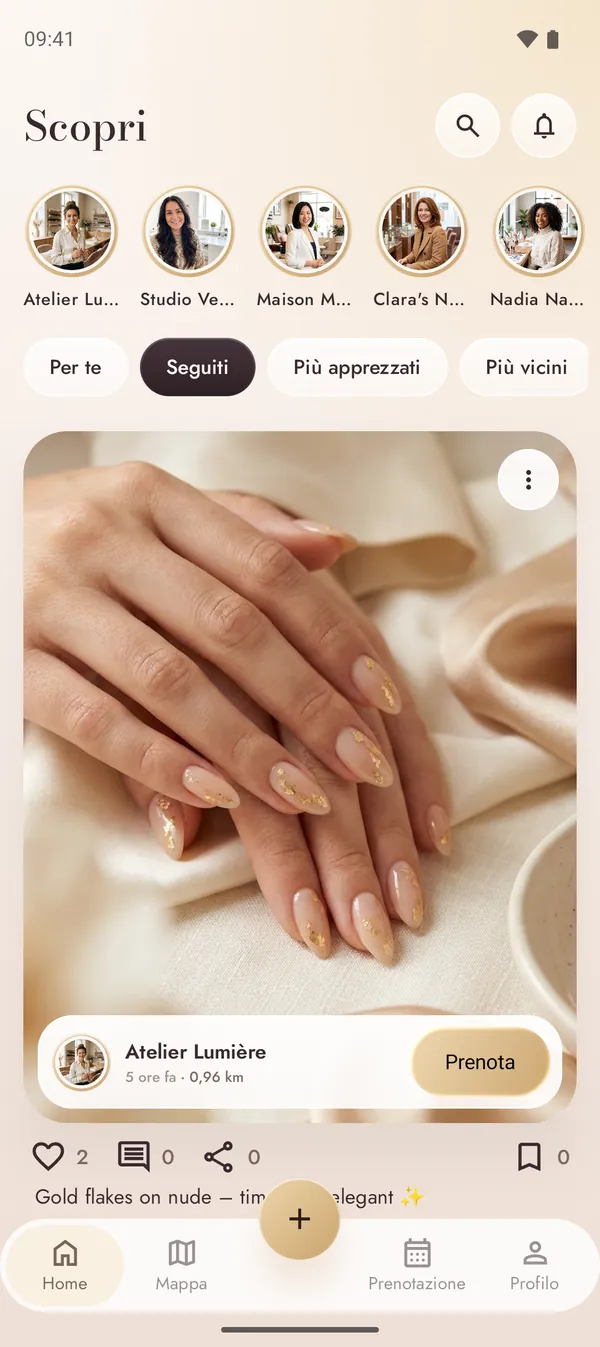 Feed di NailMe con nail art di studi vicini