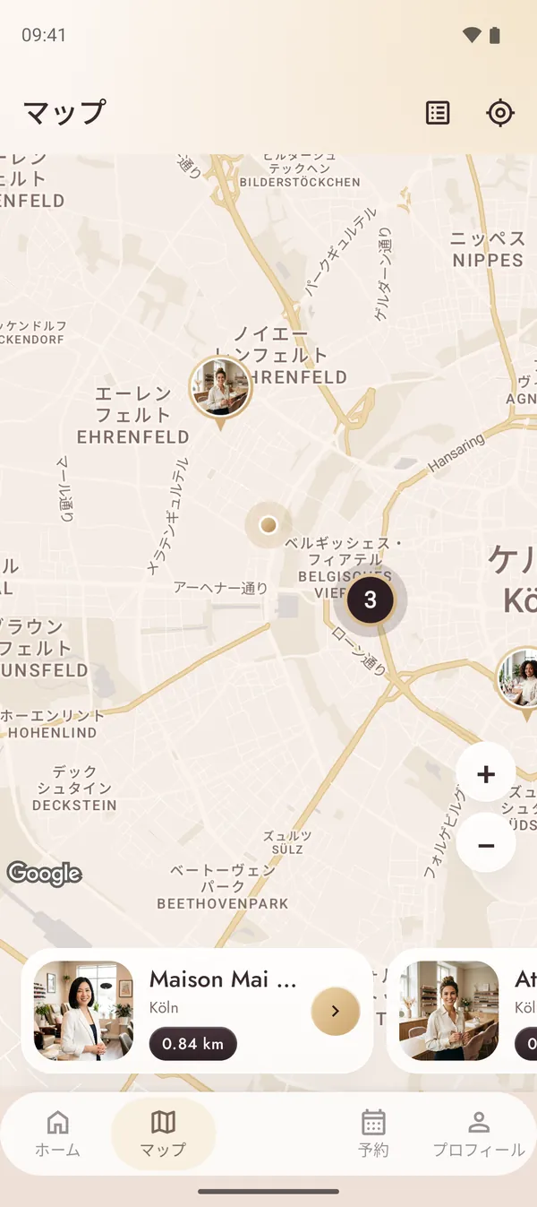 近くのネイルサロンの地図