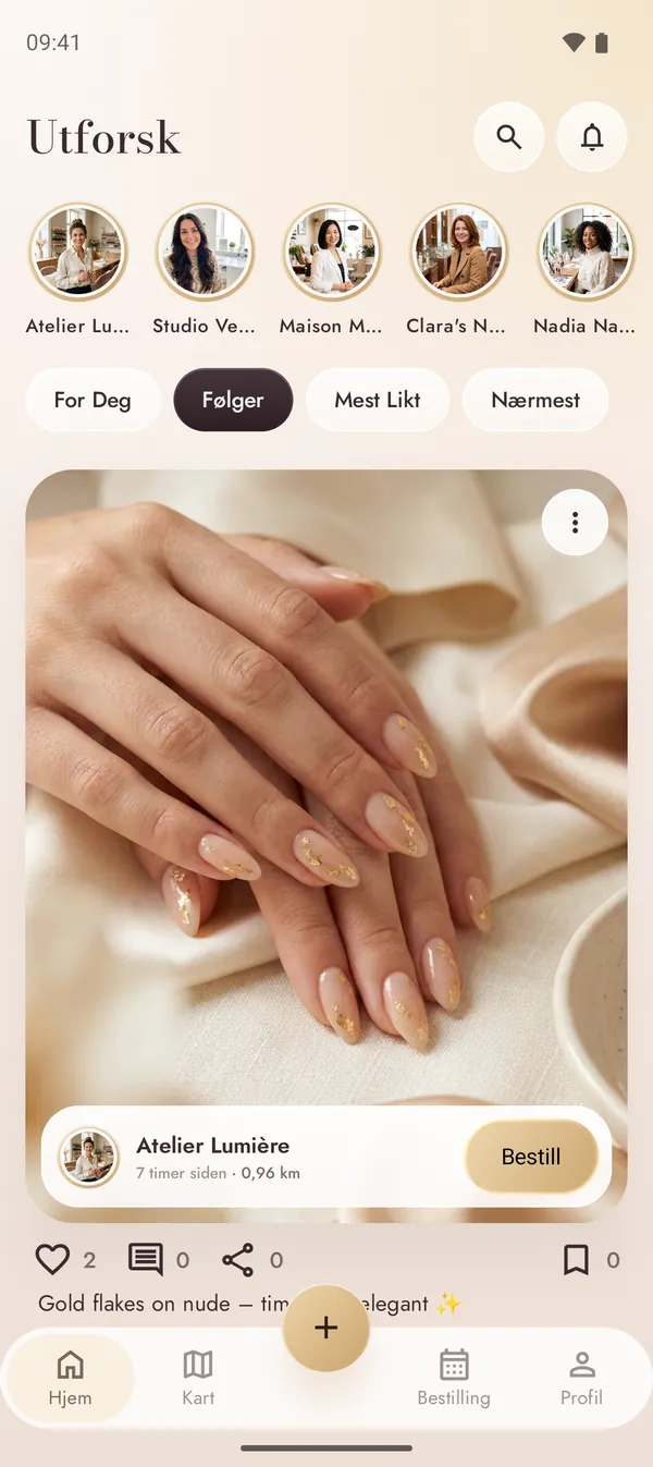 NailMe-feed med nail art fra salonger i nærheten