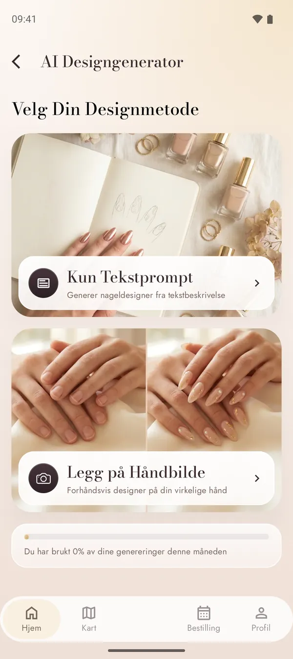 AI-designgenerator med tekstprompt og håndbildemodus