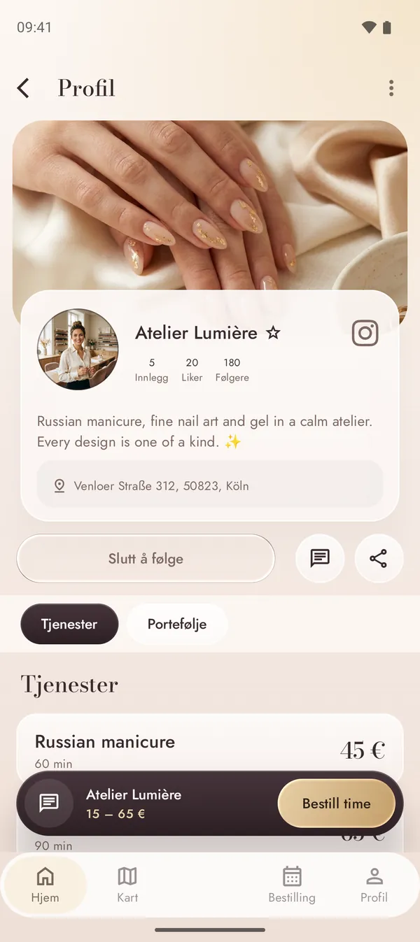 Profil for neglesalong med behandlinger og priser