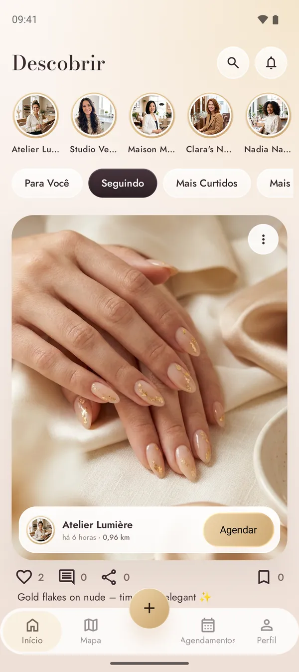 Feed do NailMe com nail art de estúdios próximos