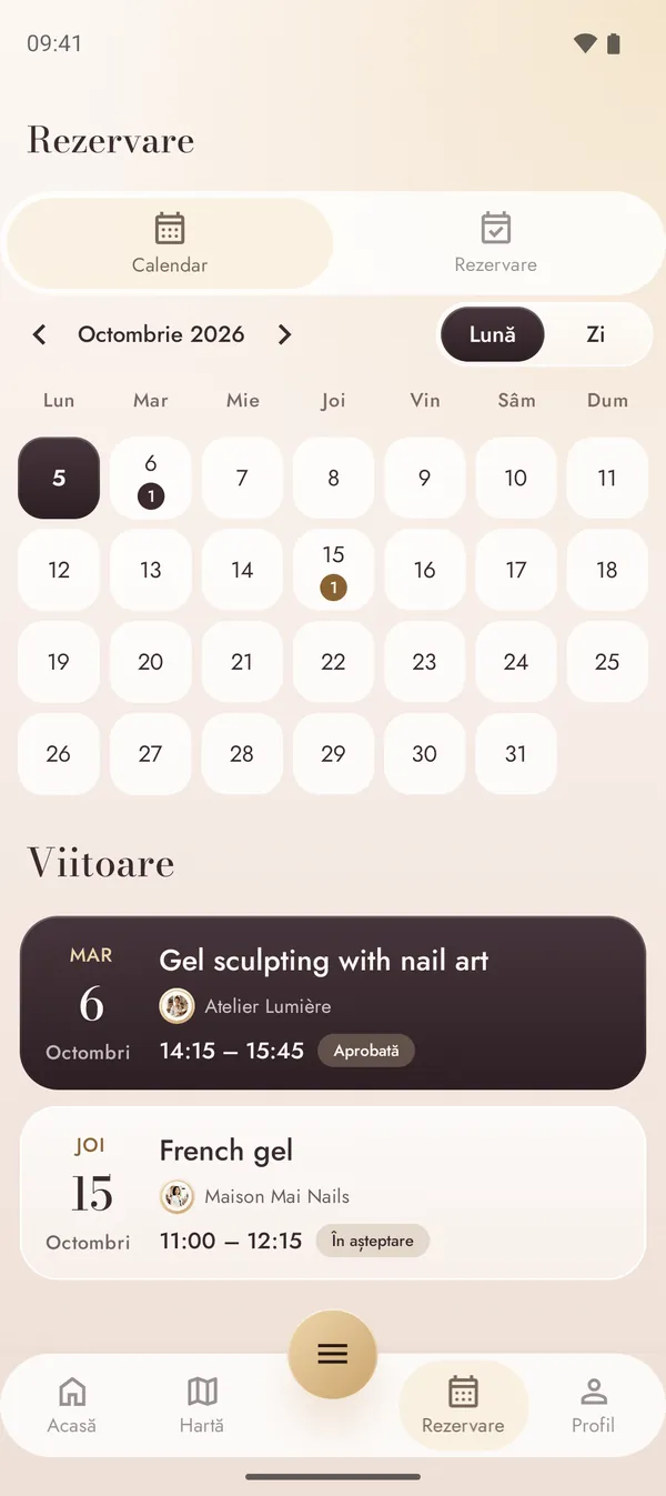 Calendar cu programările viitoare
